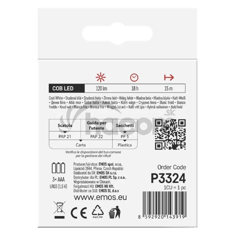 LED nočné svetlo P3324 s pohybovým čidlom