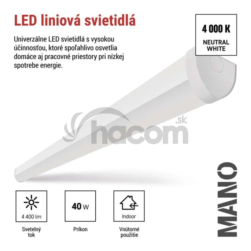LED liniové svietidlo MANO 40W, neutrálna biela