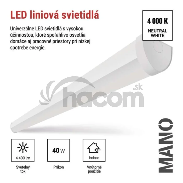 LED liniové svietidlo MANO 40W, neutrálna biela