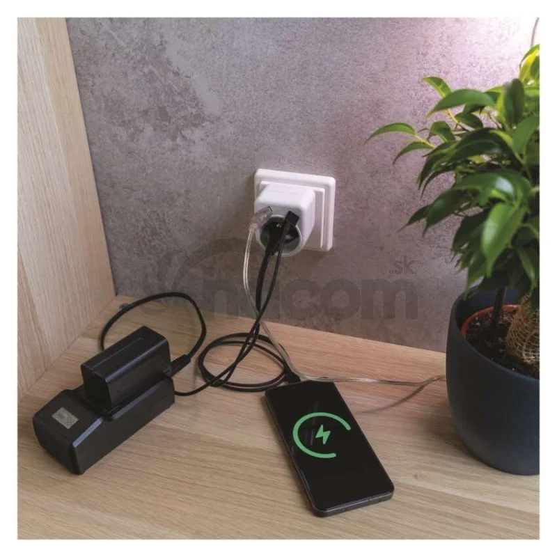 Rozbočovacia zásuvka 1×, 1×USB-A+1×USB-C, biela