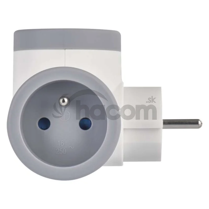 Rozbočovacia zásuvka 2×, 1×USB-A+1×USB-C, bielo-sivá