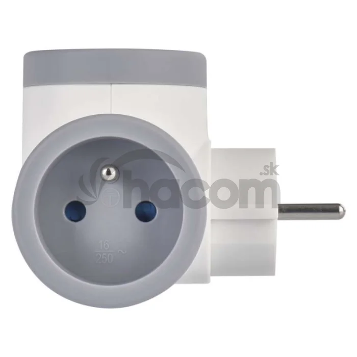 Rozbočovacia zásuvka 2×, 1×USB-A+1×USB-C, bielo-sivá
