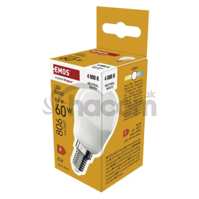 LED žiarovka Basic MINI GLOBE E14 / 8,8 W (60 W) / 806 lm / Neutrálna biela
