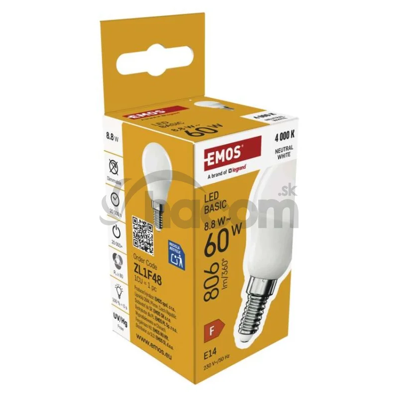 LED žiarovka Basic MINI GLOBE E14 / 8,8 W (60 W) / 806 lm / Neutrálna biela