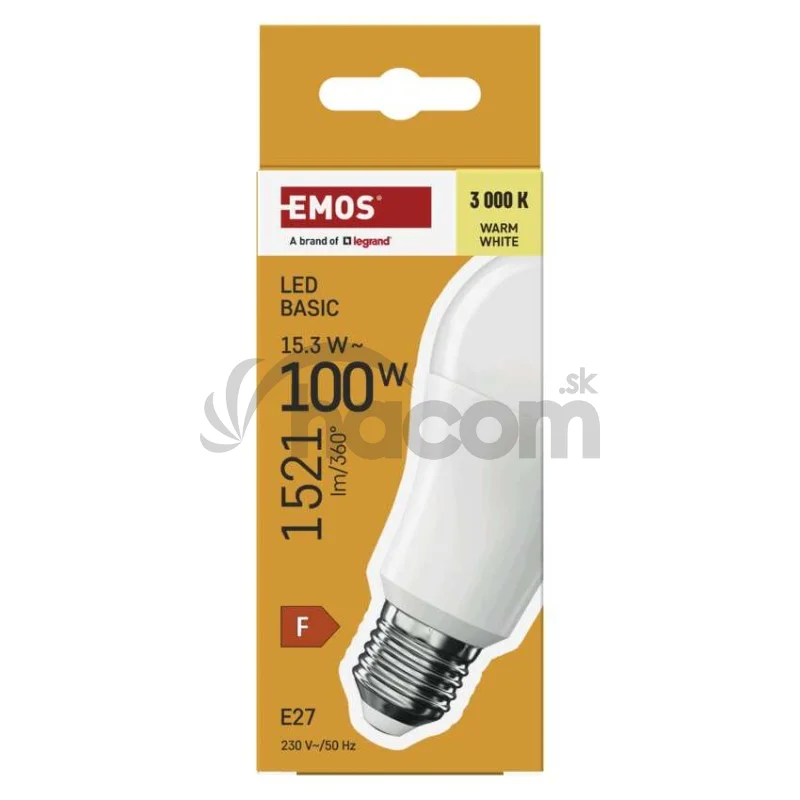 LED žiarovka Basic A60 / E27 / 15,3W (100 W) / 1521 lm / Teplá biela