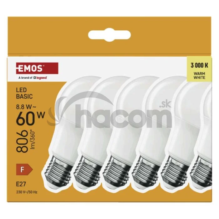 LED žiarovka Basic A60 / E27 / 8,8 W (60 W) / 806 lm / Teplá biela