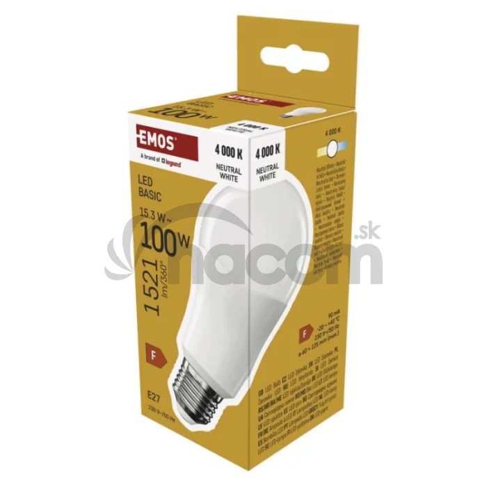 LED žiarovka Basic A60 / E27 / 15,3W (100 W) / 1521 lm / Neutrálna biela
