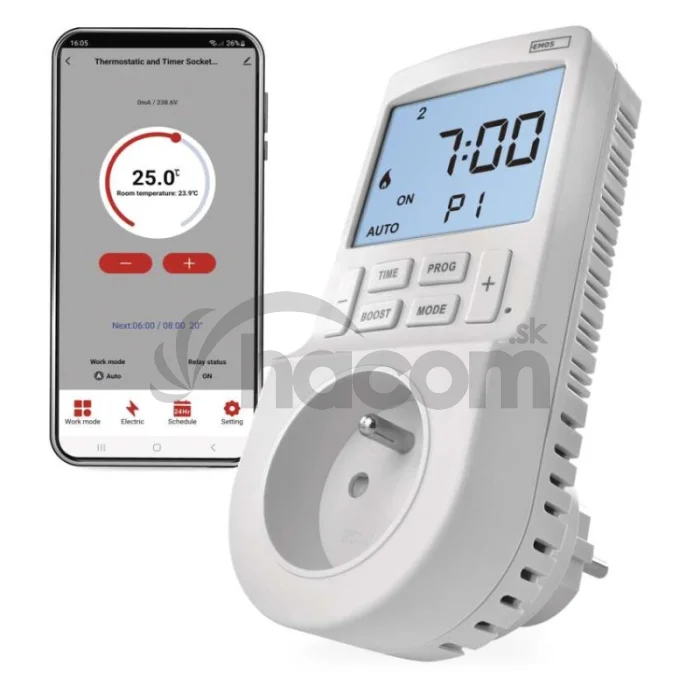 GoSmart Termostat do zásuvky s funkciou digitálneho časovača 2v1 s WiFi
