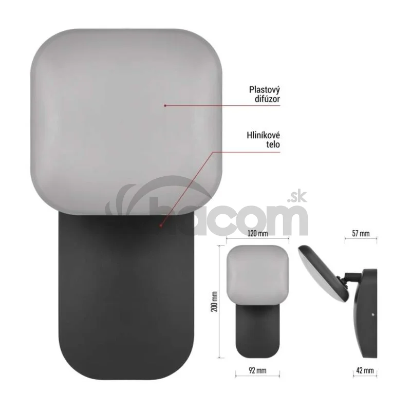 LED záhradné nástenné svietidlo NIKA, 12 x 12 x 20 cm, 12,5 W, teplá biela