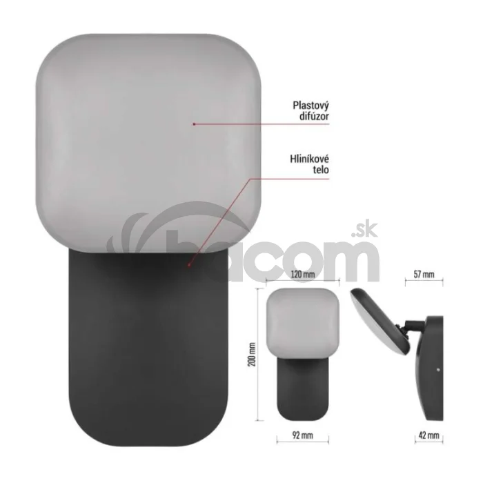 LED záhradné nástenné svietidlo NIKA, 12 x 12 x 20 cm, 12,5 W, teplá biela