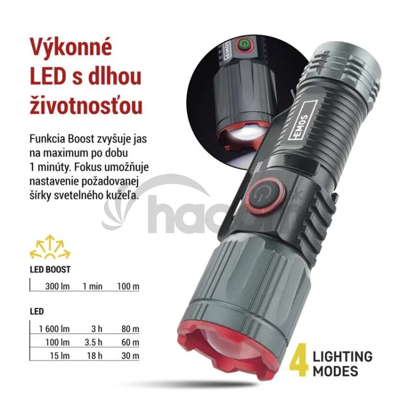 LED nabíjacie kovové svietidlo 300 lm, 700 mAh