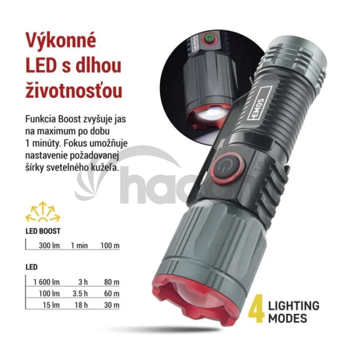 LED nabíjacie kovové svietidlo 300 lm, 700 mAh