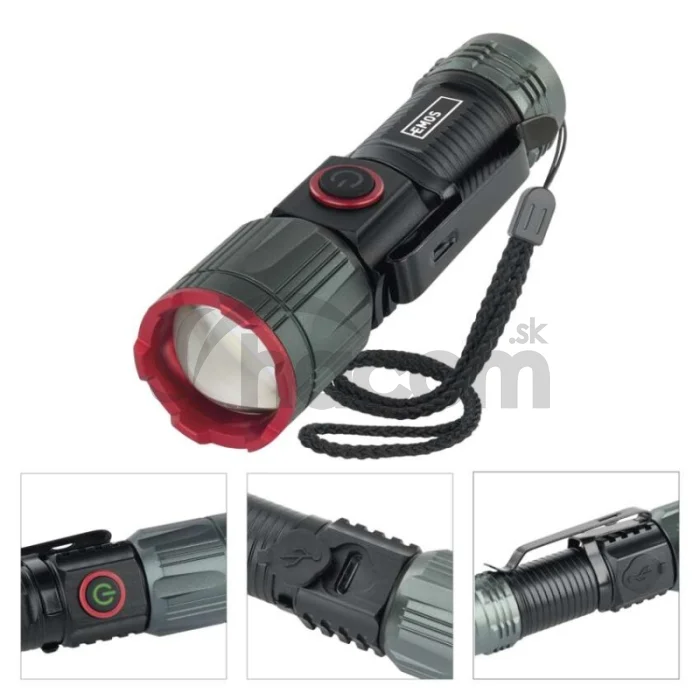 LED nabíjacie kovové svietidlo 300 lm, 700 mAh