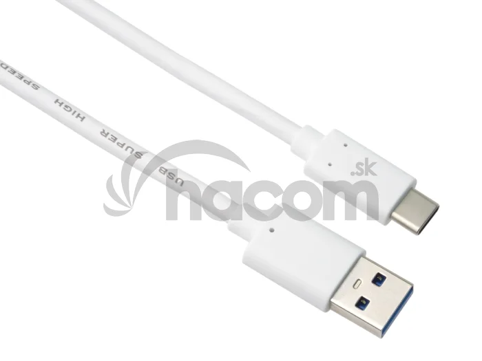 PremiumCord kábel USB-C - USB 3.0 A (USB 3.2 generation 2, 3A, 10Gbit/s) 0,5m biela