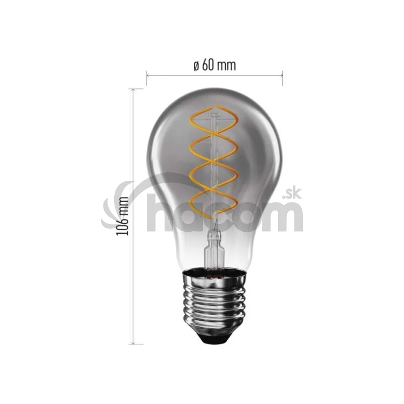 LED žiarovka DECO SMOKED A60 / E27 / 4,5 W (19 W) / 180 lm / flame