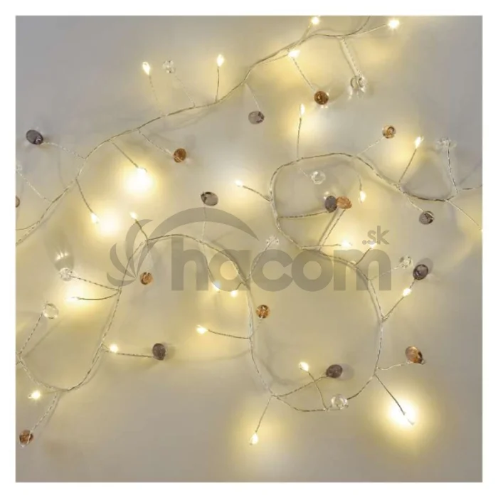 LED girlanda - kamienky, 1,2 m, 3x AA, vnútorné, teplá biela, časovač