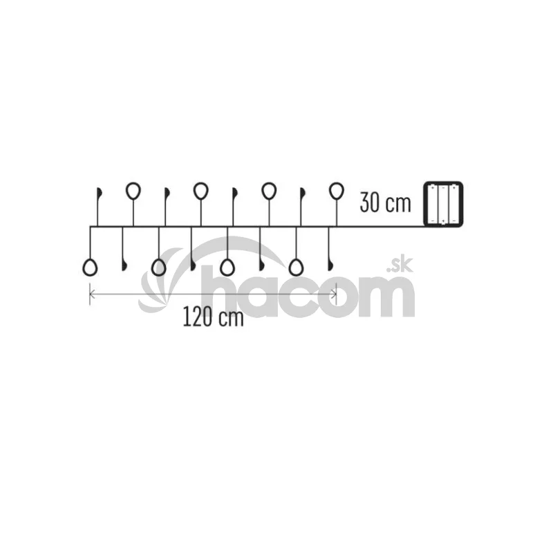 LED girlanda - kamienky, 1,2 m, 3x AA, vnútorné, teplá biela, časovač