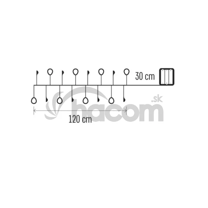 LED girlanda - kamienky, 1,2 m, 3x AA, vnútorné, teplá biela, časovač