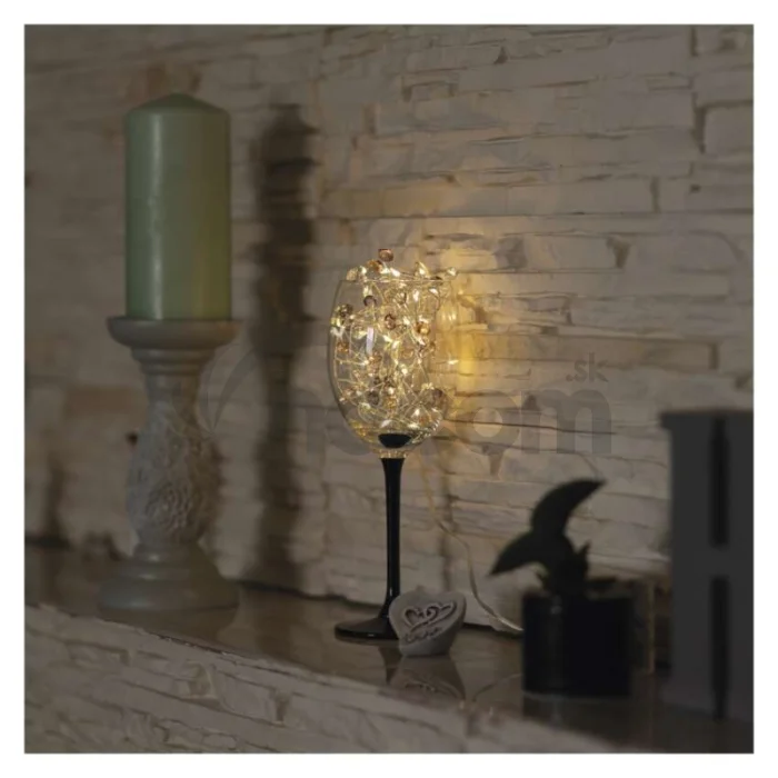 LED girlanda - kamienky, 1,2 m, 3x AA, vnútorné, teplá biela, časovač