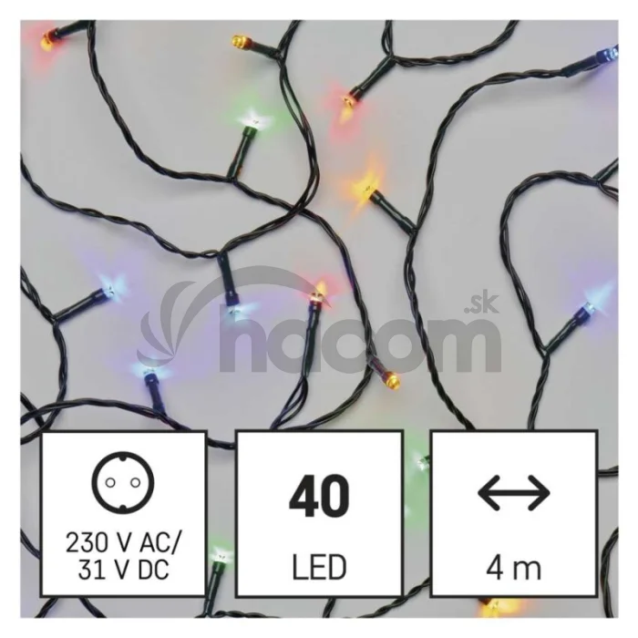 LED vianočná reťaz, 4 m, vonkajšia aj vnútorná, multicolor, programy, časovač