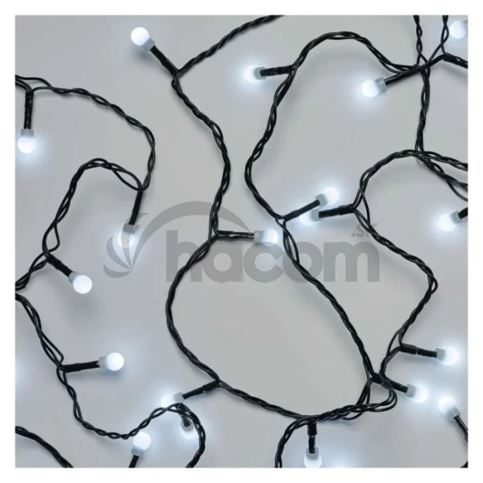 LED vianočná cherry reťaz–guličky, 48 m, vonkajšia aj vnútorná, st. biela, programy, čas