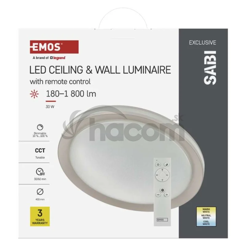 LED prisadené svietidlo SABI, kruhové 30W, stmiev.so zmenou CCT