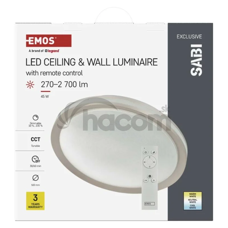 LED prisadené svietidlo SABI, kruhové 45W, stmiev.so zmenou CCT