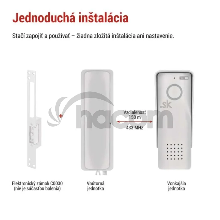 Bezdrôtová sada domáceho audio vrátnika H1088, 1 účastník
