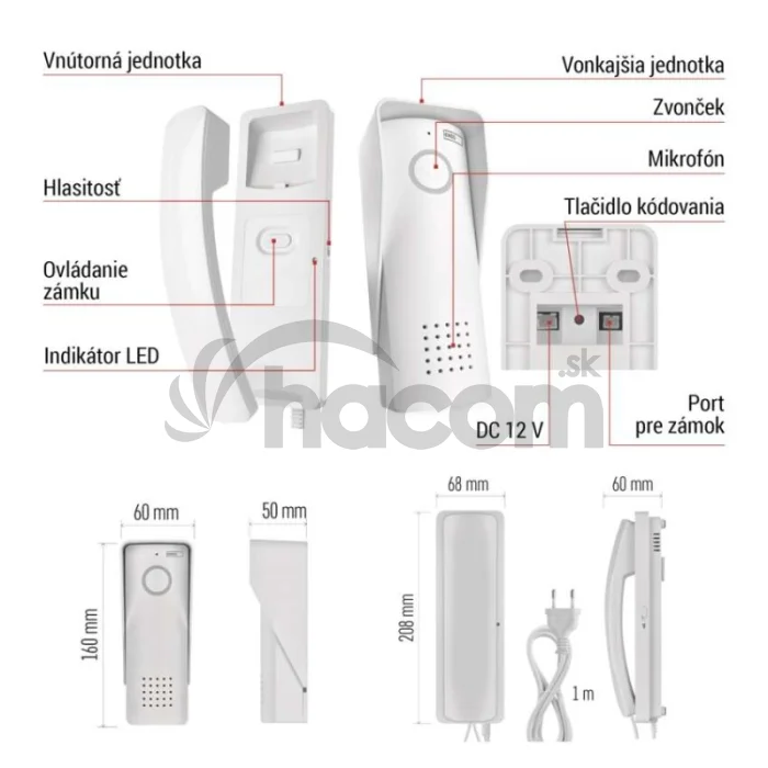 Bezdrôtová sada domáceho audio vrátnika H1088, 1 účastník
