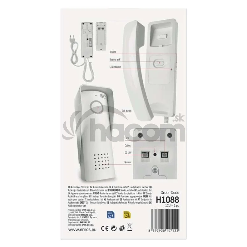 Bezdrôtová sada domáceho audio vrátnika H1088, 1 účastník