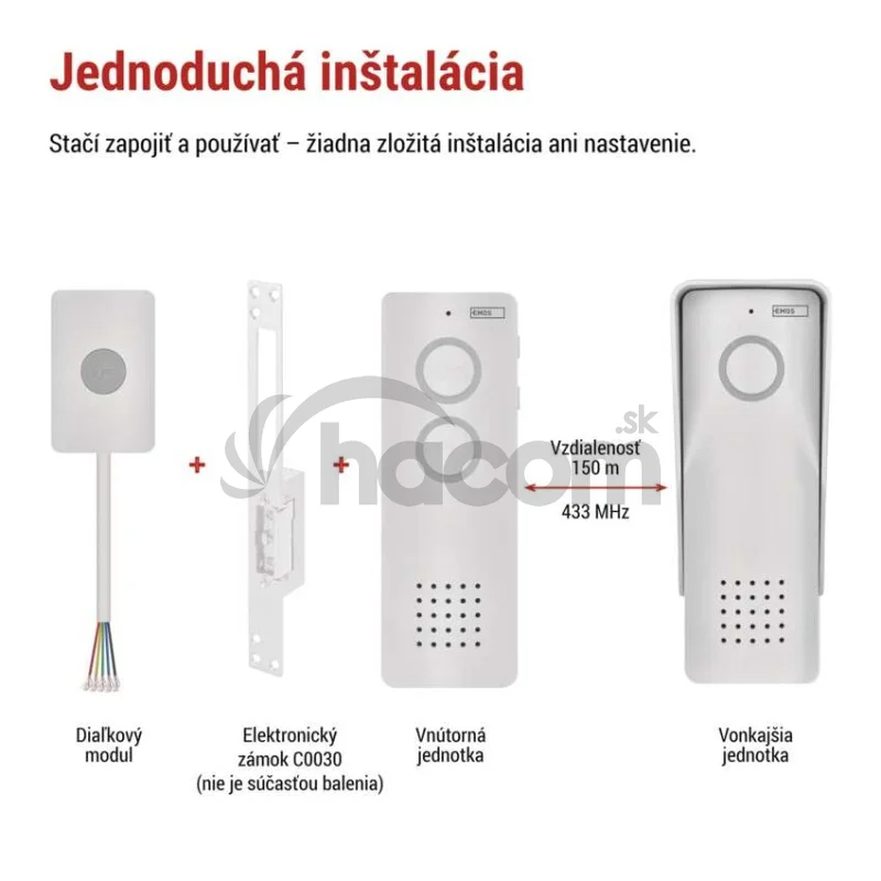 Bezdrôtová sada domáceho audio vrátnika H1087, 1 účastník
