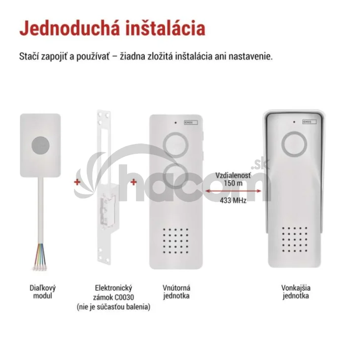 Bezdrôtová sada domáceho audio vrátnika H1087, 1 účastník