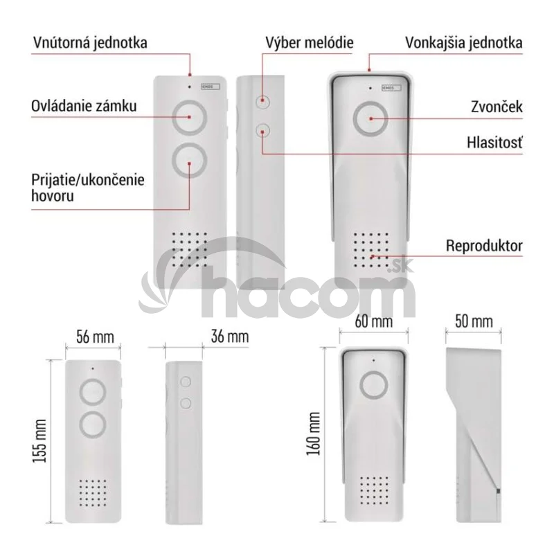 Bezdrôtová sada domáceho audio vrátnika H1087, 1 účastník