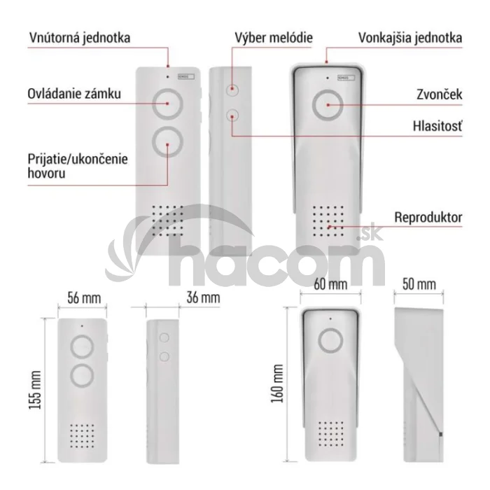 Bezdrôtová sada domáceho audio vrátnika H1087, 1 účastník