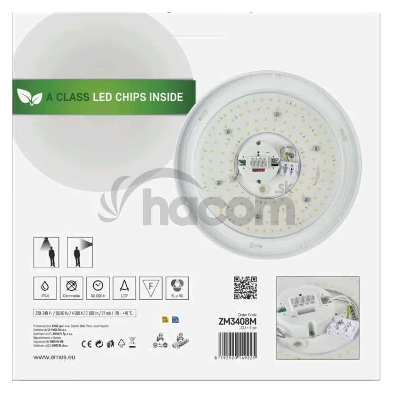 LED stropné svietidlo TIVI, A CLASS, MW sensor, okrúhle biele 12,5W, IP44, Neutrálna biela