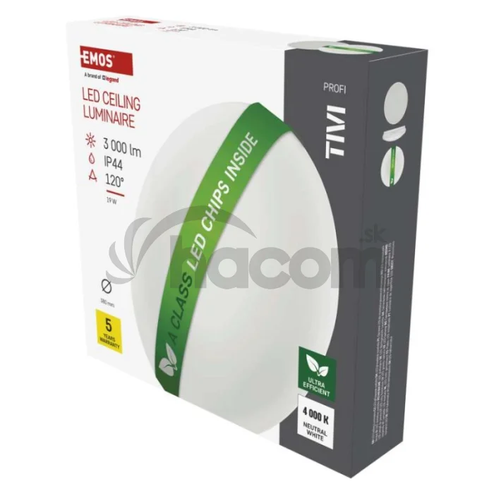 LED stropné svietidlo TIVI, A CLASS, okrúhle biele 19W, IP44, Neutrálna biela