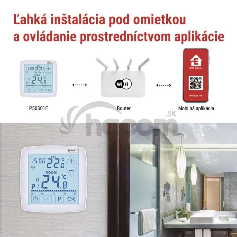 Podlahový programovateľný drôtový WiFi GoSmart termostat P56S01F
