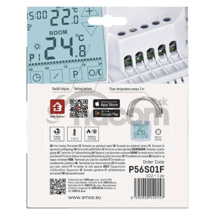 Podlahový programovateľný drôtový WiFi GoSmart termostat P56S01F