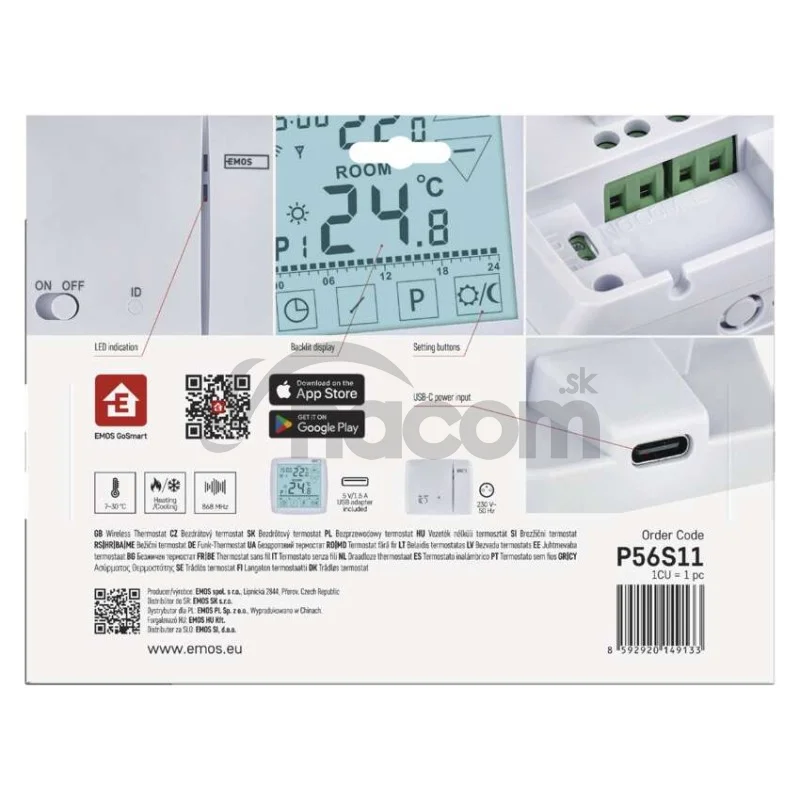 Izbový programovateľný bezdrôtový WiFi GoSmart termostat P56S11