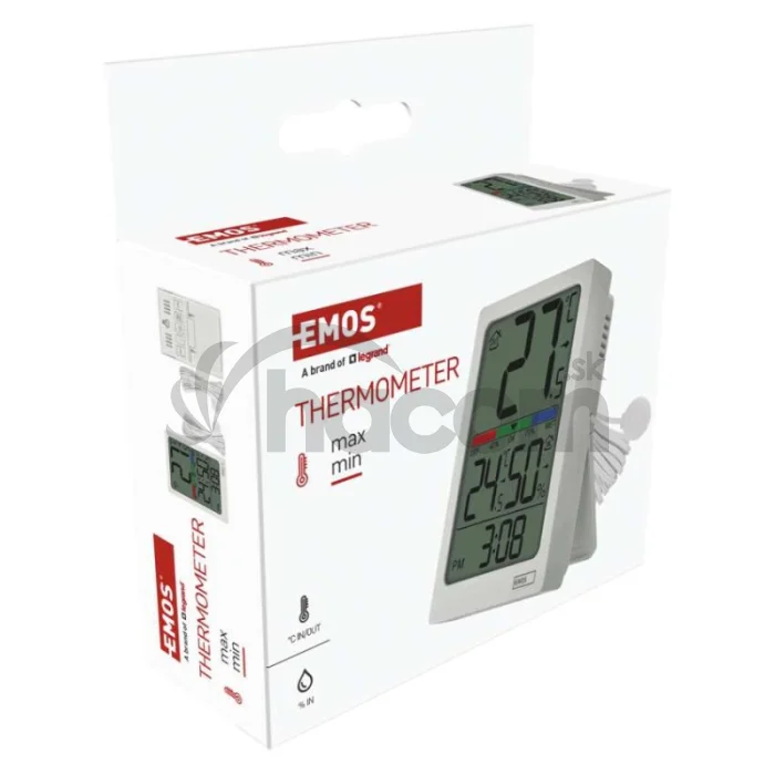 Digitálny teplomer s vlhkomerom, drôtový snímač, budík E0558P