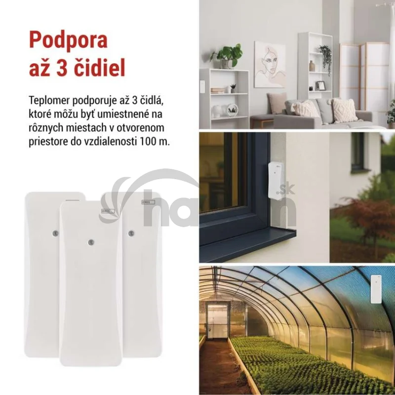 Digitálny teplomer s vlhkomerom, bezdrôtový snímač, budík, dátum E0558W