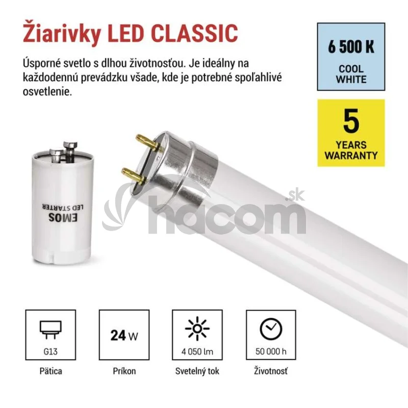 LED trubica T8 24 W 150 cm studená biela