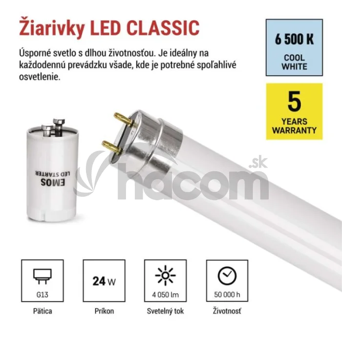 LED trubica T8 24 W 150 cm studená biela