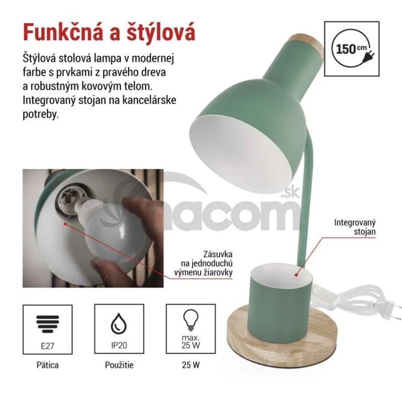 Stolná lampa POPPY, zelená