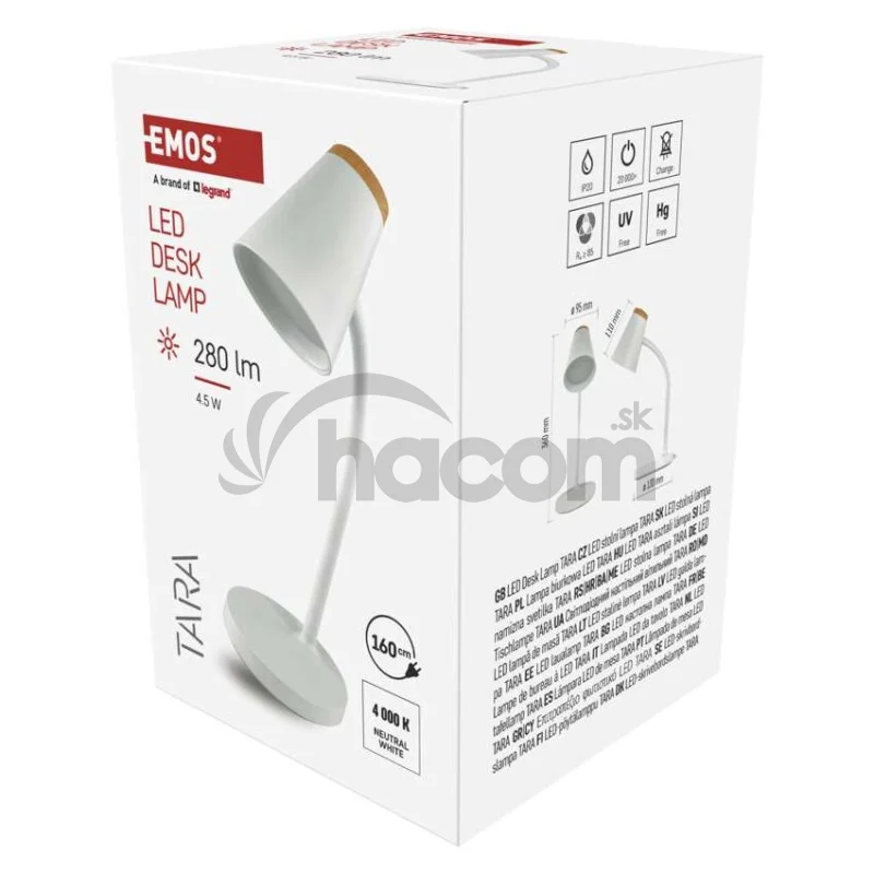 LED stolná lampa TARA, biela