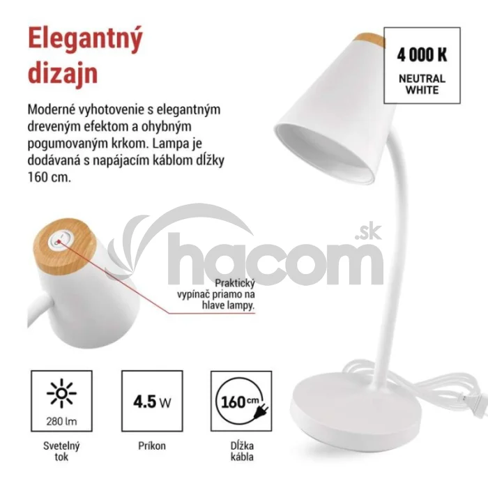 LED stolná lampa TARA, biela
