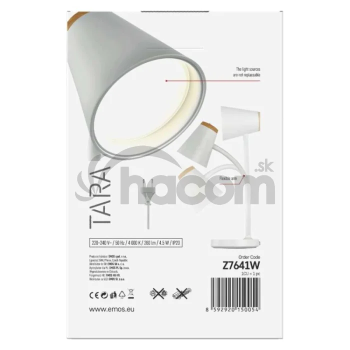 LED stolná lampa TARA, biela