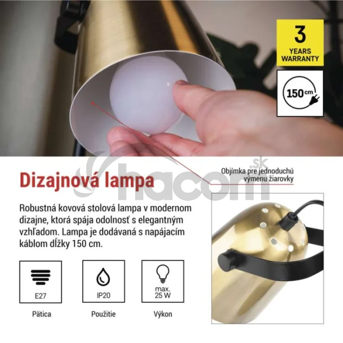 Stolná lampa NINA, zlatá