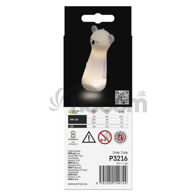 Nabíjacie svietidlo LED s nočným osvetlením P3216, 25 lm, 1200 mAh