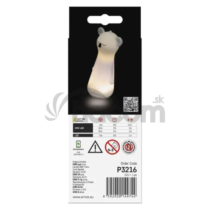 Nabíjacie svietidlo LED s nočným osvetlením P3216, 25 lm, 1200 mAh